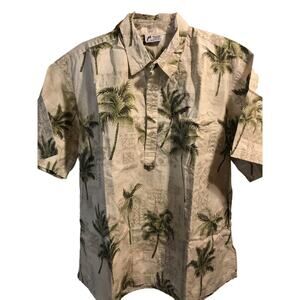 Malihini Vintage Men’s XL Beige Floral Shirt Sleeve Button Down Hawaiian Shirt